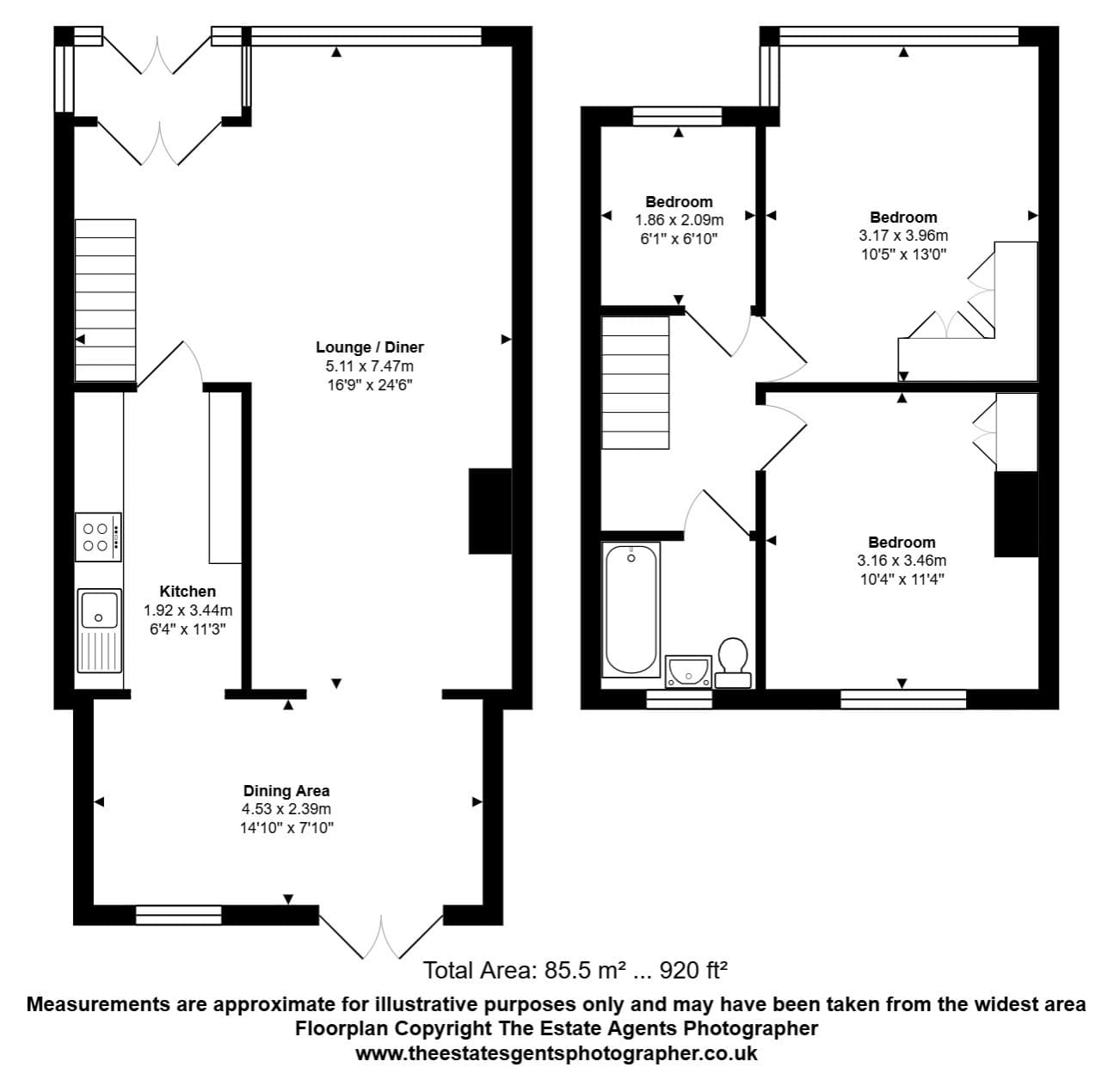 Floorplan for 3 Bedroom House in Romford