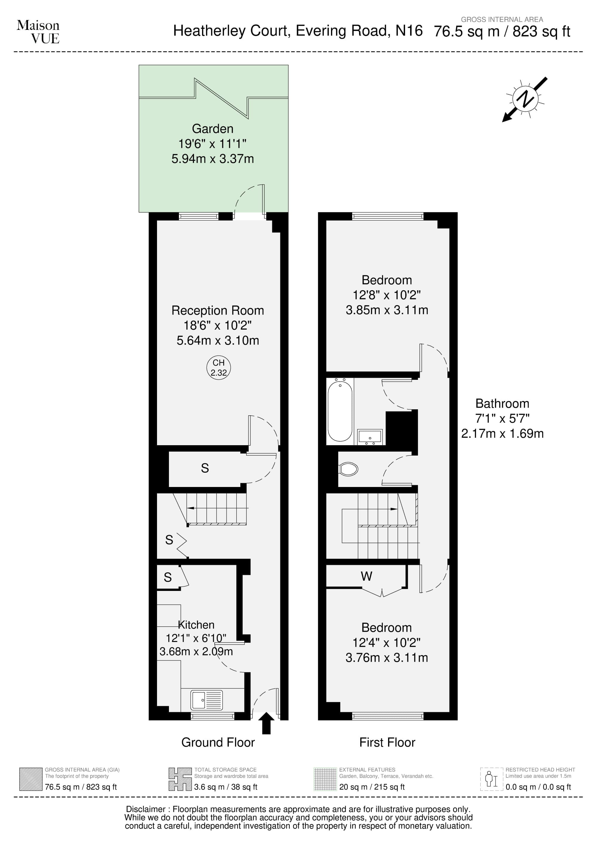 Floorplan for 2 Bedroom Maisonette in London