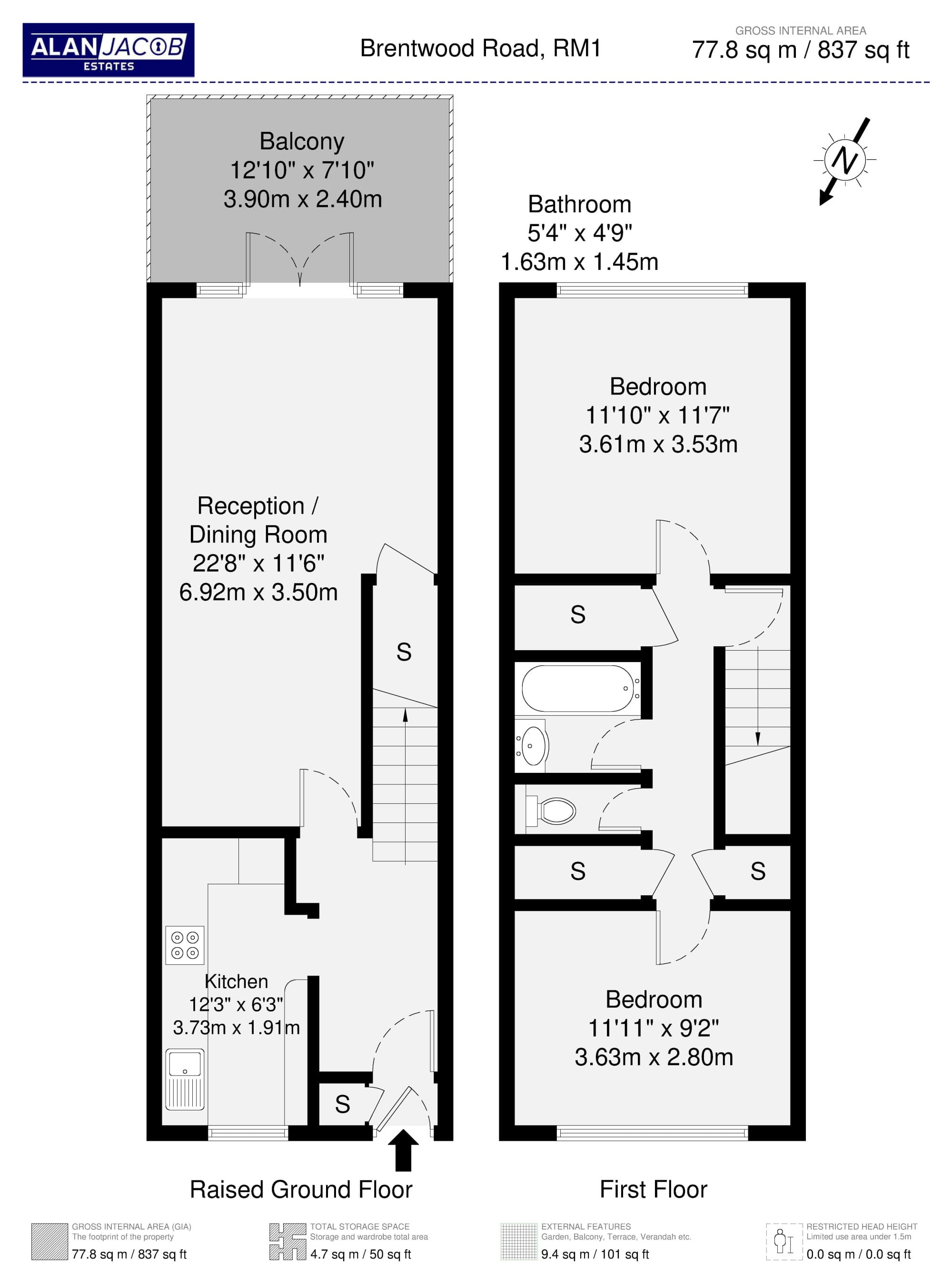 Floorplan for 2 Bedroom Maisonette in Romford